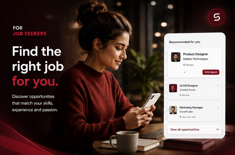 Professional discovering a career opportunity through SettleU